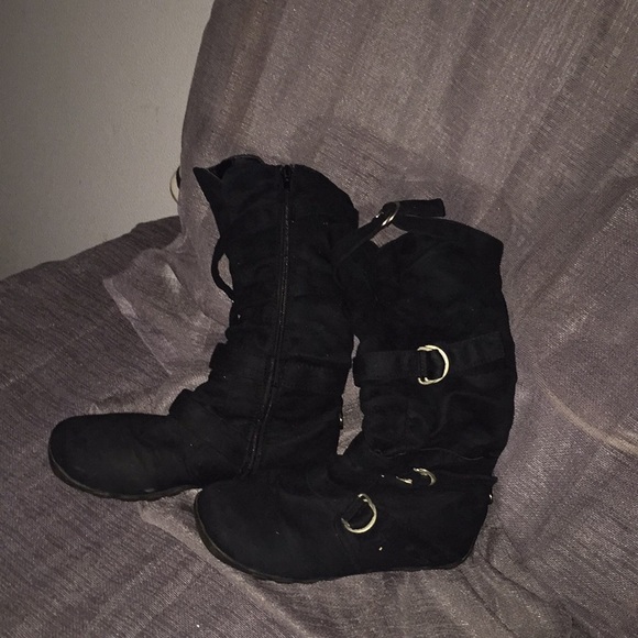 Tall Black Boots with Buckles - Picture 3 of 3